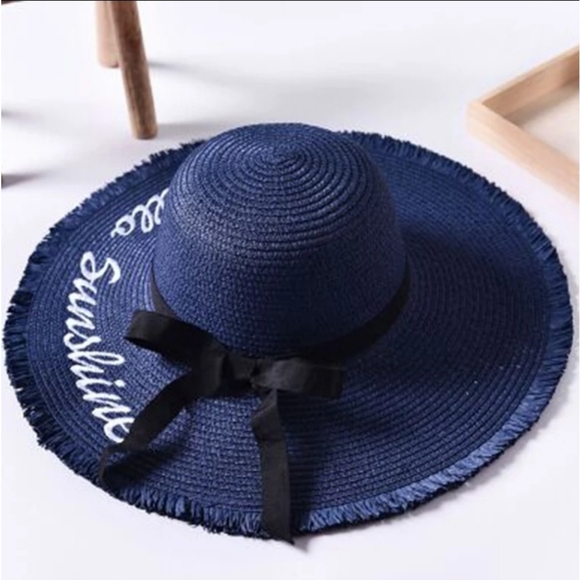 Accessories - 🧡IN STOCK🧡NAVY BLUE Embroidered SunHat
